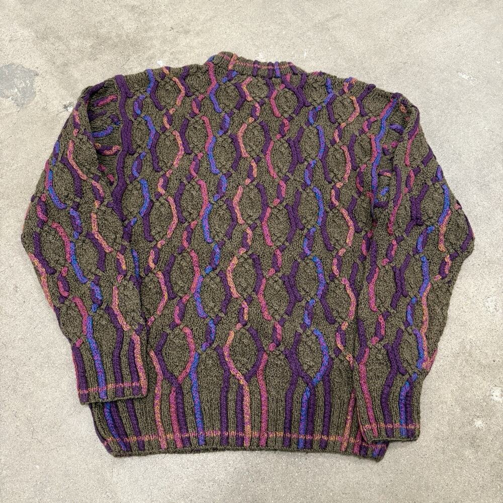 VINTAGE COLOURS ALEXANDER JULIAN 3D KNIT COOGI STYLE LINEN COTTON SWEATER LARGE - Picture 4 of 6